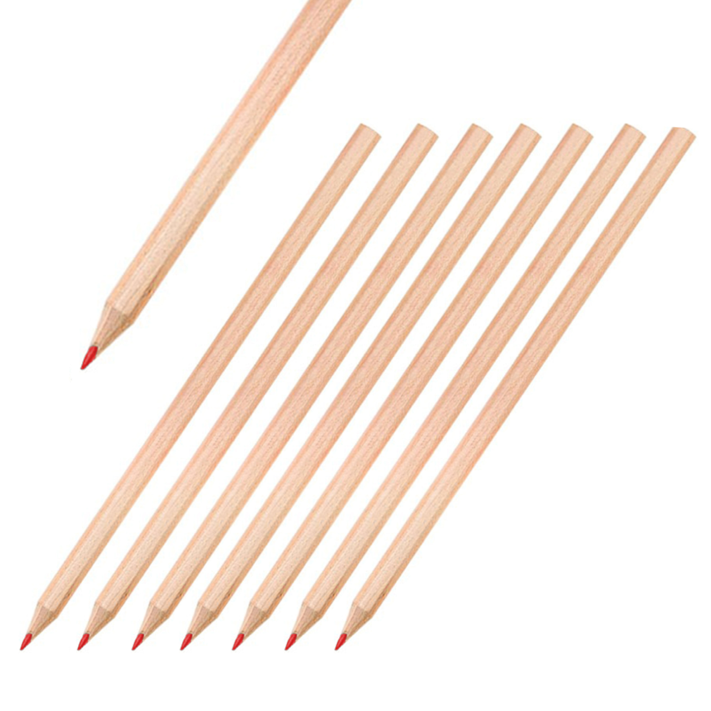 BP206 Yuvarlak ve Kırmızı Uçlu Naturel Kalem